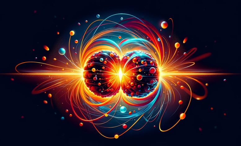 Nuclear Physics Research Art - Particle Puzzle: How Do Quark-Gluon-Plasma Fireballs Explode Into Hadrons?