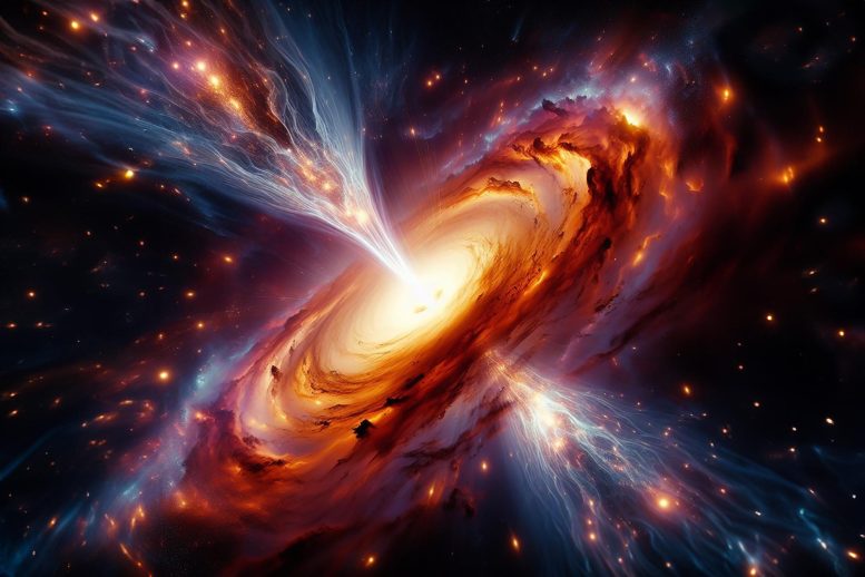 Intense Jet Supermassive Black Hole Art Concept - Cosmic Cinema: NASA Unveils Stunning 14-Year Time-Lapse Of The Gamma-Ray Sky