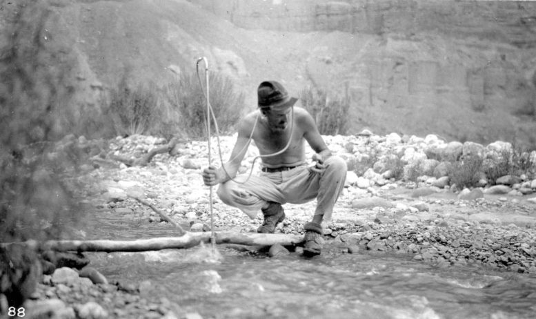 La Rue Collects Measurementss From Nankoweap Creek - The Forgotten Hydrologist: How An Overlooked Study Over A Century Ago Helped Fuel The Colorado River Crisis