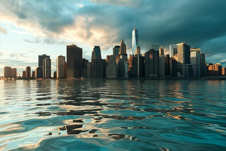 New York City Sinking Flooding Concept Art - Submerging Skylines: Major East Coast Cities Including NYC And DC Rapidly Sinking