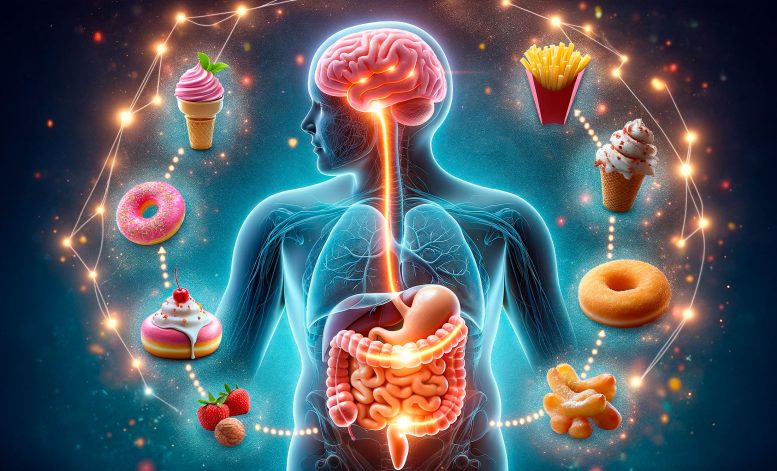 Hunger Cravings Gut Brain Pathways Concept Art - New Gut-Brain Circuits Found For Sugar And Fat Cravings – “One-Two Punch” Revealed