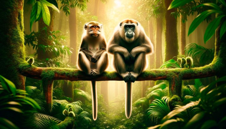Male and Female Primate Art Concept - The Myth Of Universal Male Dominance In Primates Challenged By New Study
