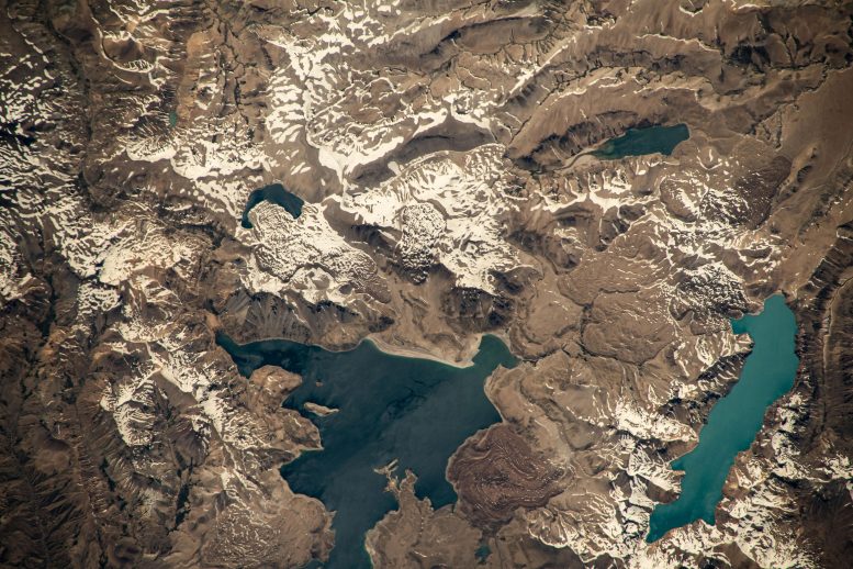Two Lakes in Andes Mountain Range - ISS Crew Assists Axiom Mission 3 Astronauts On Advanced Space Research