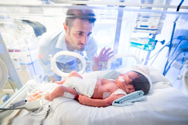 Father Watching Newborn Baby Hospital Incubator - Triple Trouble: UCLA Study Reveals Startling Impact Of COVID-19 On Newborns