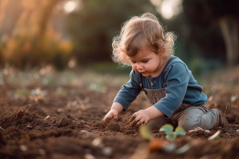 Child Playing in Dirt Art - Rethinking Clean: Allergy Study Upends Hygiene Hypothesis