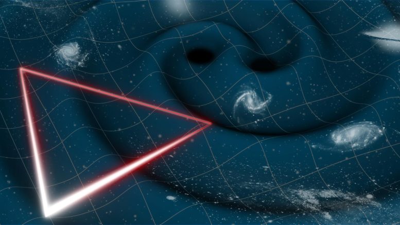 LISA-Inspired Artwork - Capturing The Ripples Of Spacetime: LISA Gravitational Wave Observatory Gets Go-Ahead