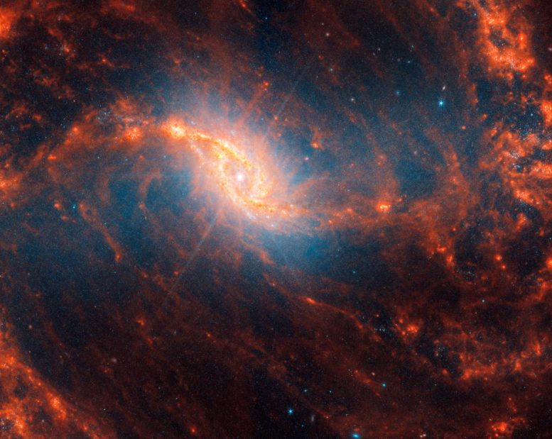 Webb Spiral Galaxy NGC 1365 - Webb Space Telescope Reveals “Mind-Blowing” Structure In 19 Nearby Spiral Galaxies