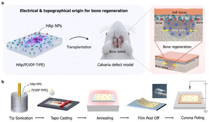 Design and characterization of piezoelectrically and topographically originated biomimetic scaffolds - Futuristic Bone Bandage Sends Electric Currents To Help You Heal