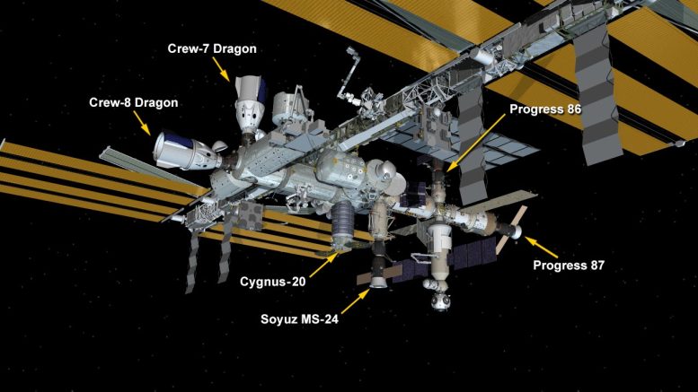 ISS Configuration March 5, 2024 - SpaceX Dragon Endeavour With Crew-8 Aboard Docks To International Space Station