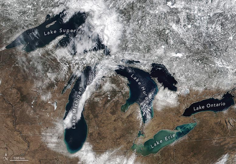Great Lakes Ice Cover February 2024 Annotated - Breaking The Ice: Historic Lows In The Great Lakes Unveiled