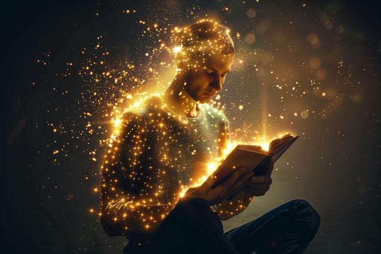 Glowing Man Reading Book - New Columbia Research Links Education To Slower Aging And A Longer Lifespan