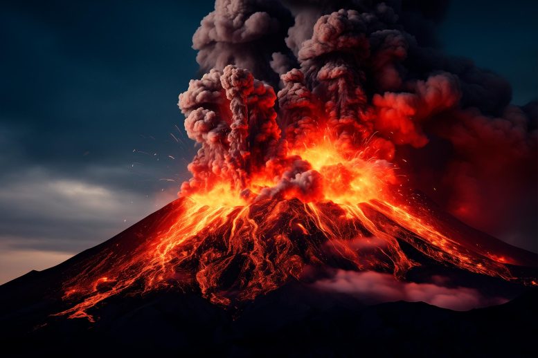 Volcano Eruption Explosive Concept - Survival Through Ashes: How Early Humans Outwitted A Supereruption