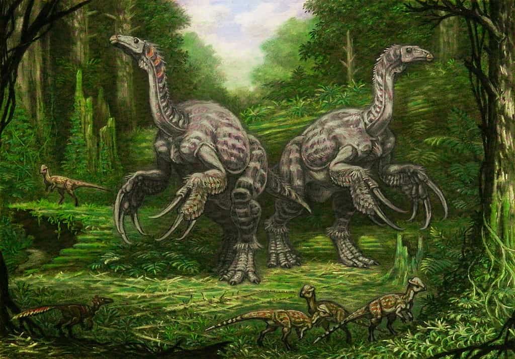 Therizinosaurus in their natural environment - Therizinosaurus: “Scythe Lizard”