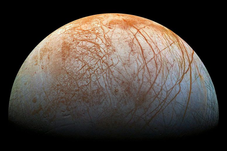 Red Streaks Europa - Astrobiological Breakthrough: Detecting Life In The Ice Grains Of Outer Moons