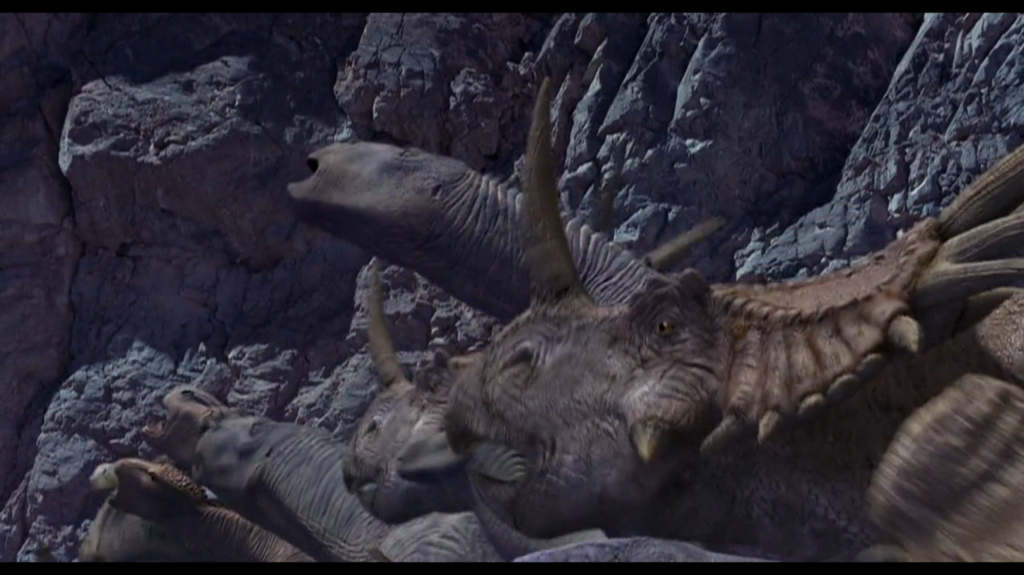 The herd collectively deterring a Carnotaurus - Styracosaurus: “Spiked Lizard”