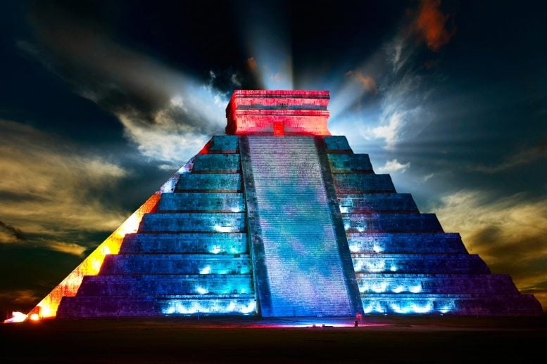 Chichen Itza Mayan Pyramid Night - Astronomical Genius Of The Maya Revealed In Solar Eclipse Records