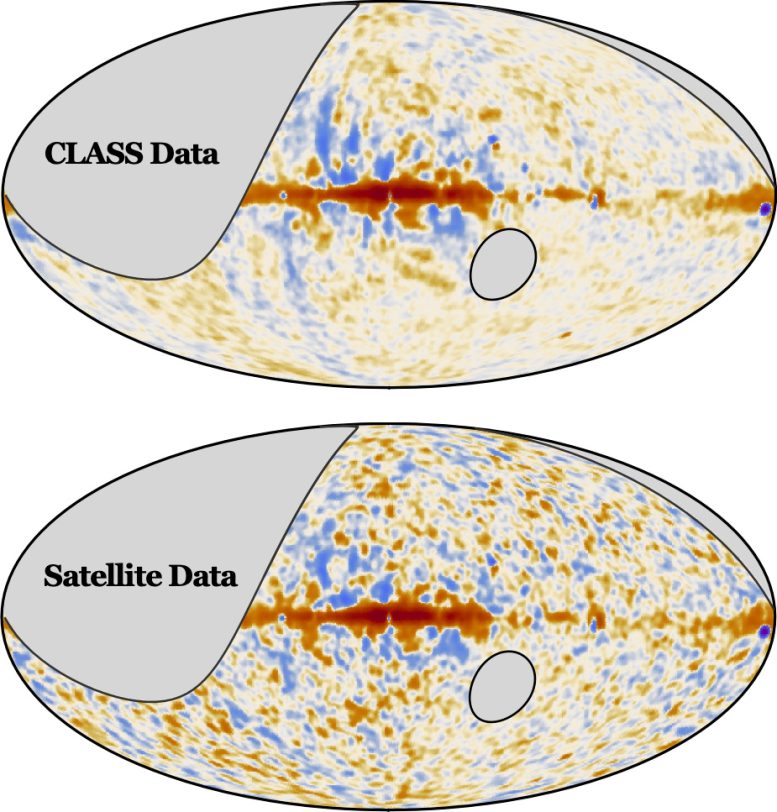 CLASS vs Satellite Graphic - Peeling Back Layers Of The Universe – Chilean Observatory Maps 75% Of The Sky