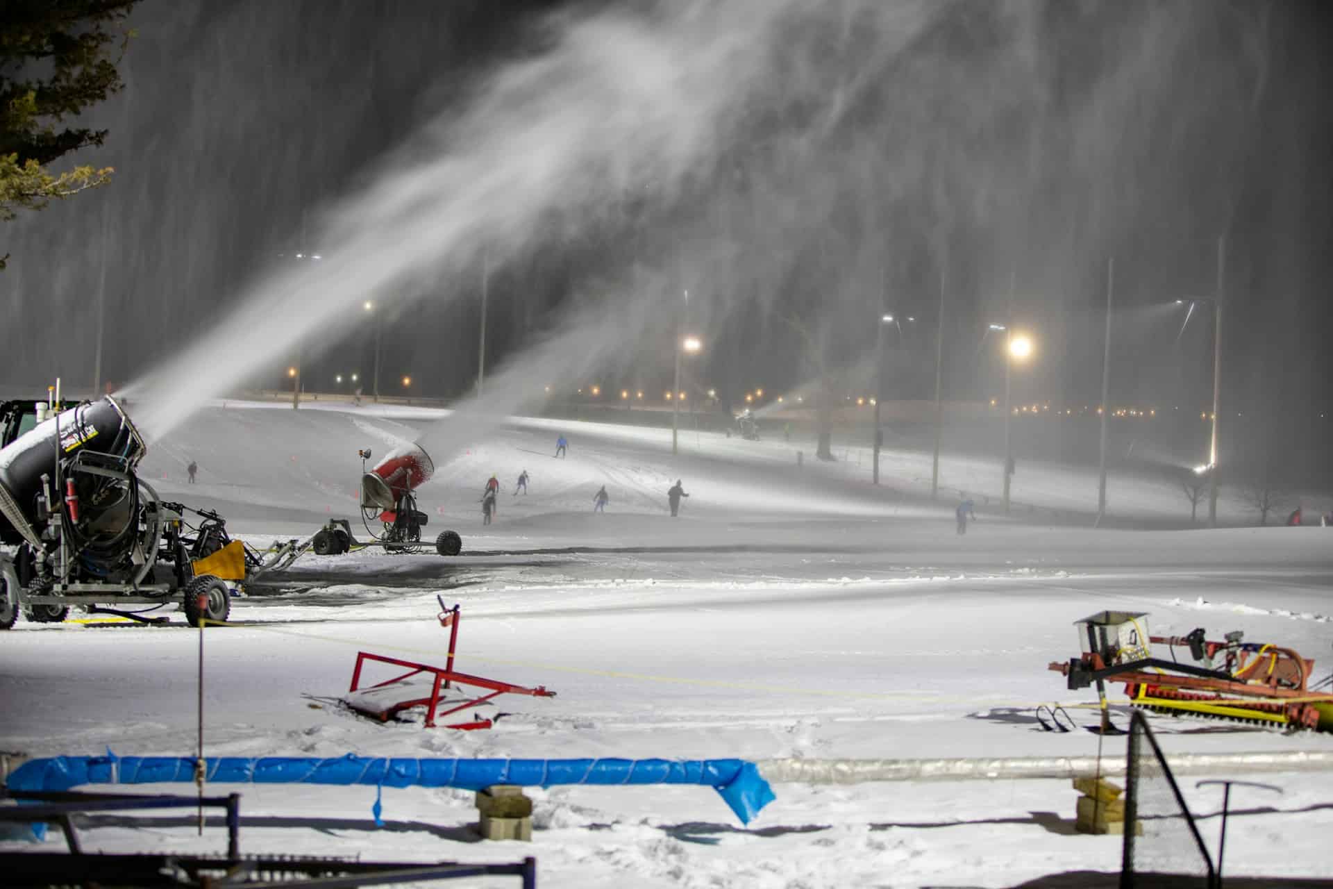 Snow guns producing artificial snow in a ski resort. Image credits: Aaron Doucett/Unsplash - Can Artificial Snow Save Ski Resorts Amid The Hottest Winters On Record?