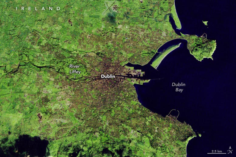Dublin From Space 1984 Annotated - Dublin From Space Reveals Urban Expansion Secrets