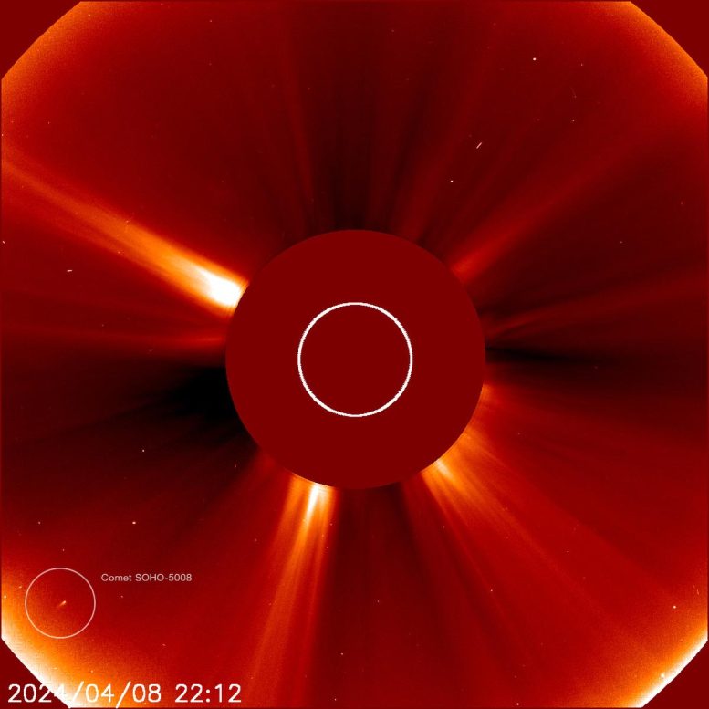 Comet SOHO-5008 in LASCO C2 - Final Glimpse: Comet Disintegrates Shortly After Eclipse Observation