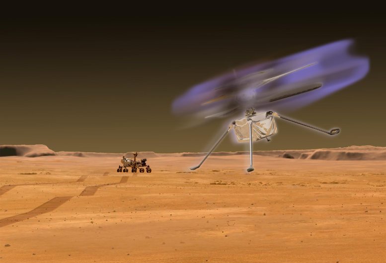 Martian Atmospheric Breakdown: Helicopters Flying on Mars May Glow at Dusk